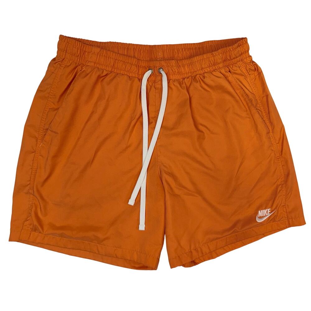 Nike Swim Trunks Men’s Large Orange Mesh Lined Drawstring Beach Shorts